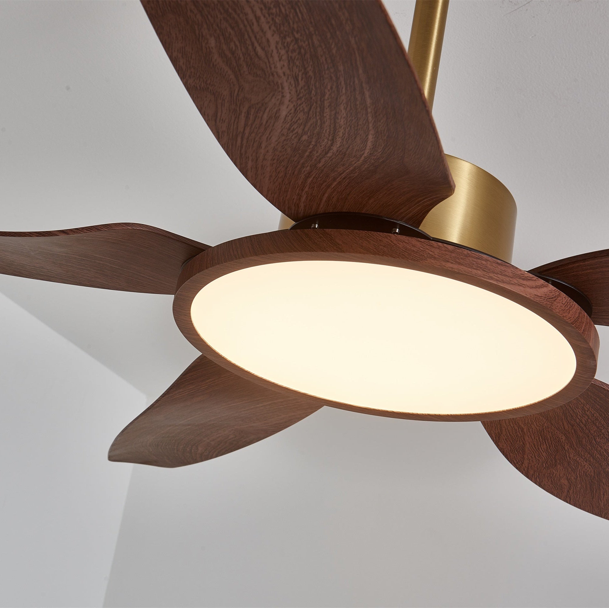 Ventilador con luz Aurelia, ilustrando su control de 6 velocidades.