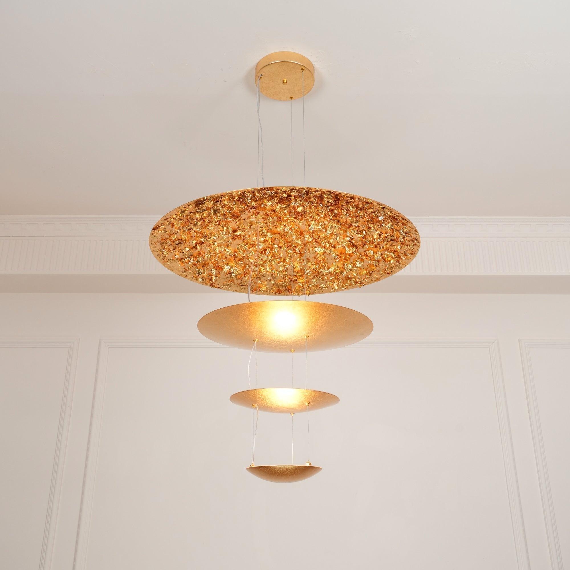 Zathaara Layered Gold Foil Pendant Light - Letslighting