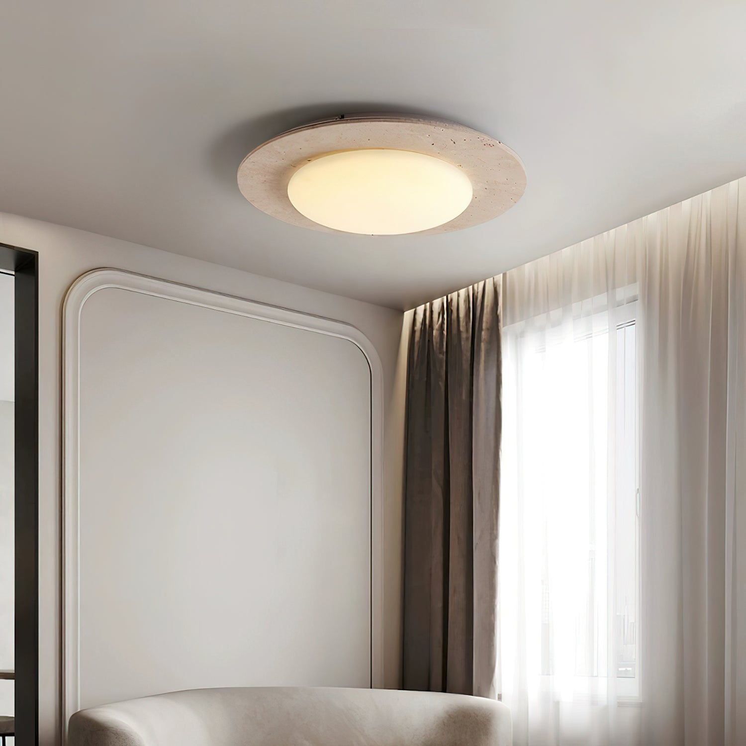 Arsoror Flush-Mount Travertine Ceiling Light - Letslighting