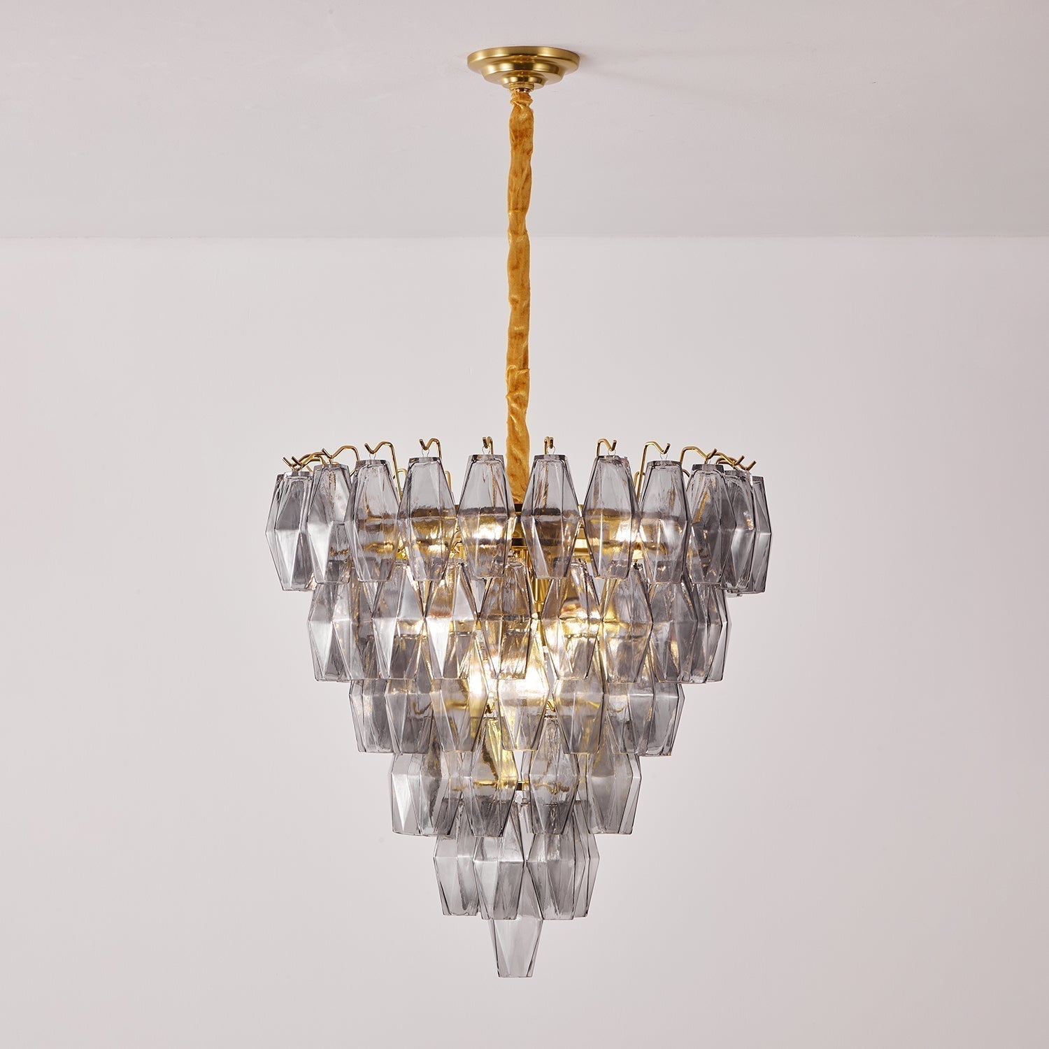 Aurora Chandelier Smoke Gray Inverted Crystal Prism - Letslighting