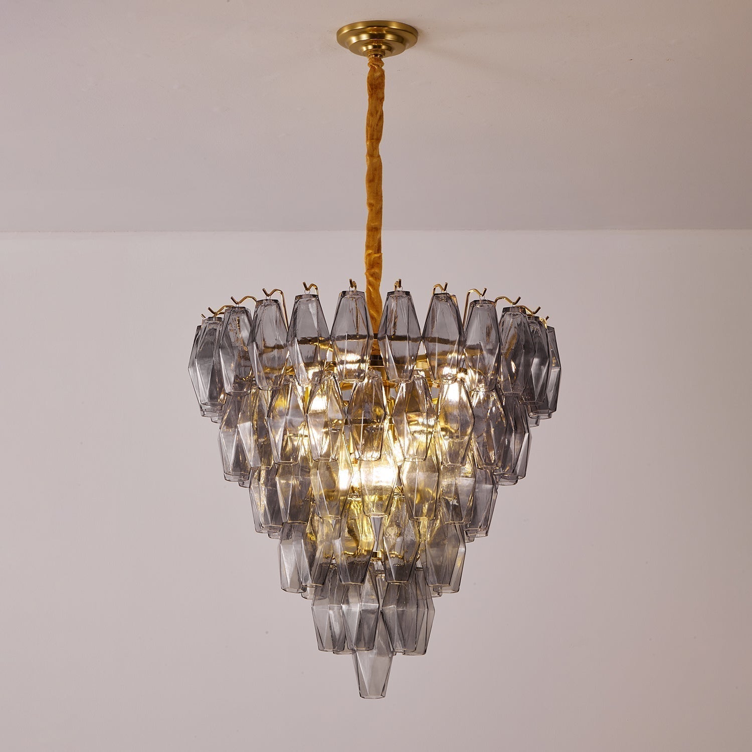 Aurora Chandelier Smoke Gray Inverted Crystal Prism - Letslighting