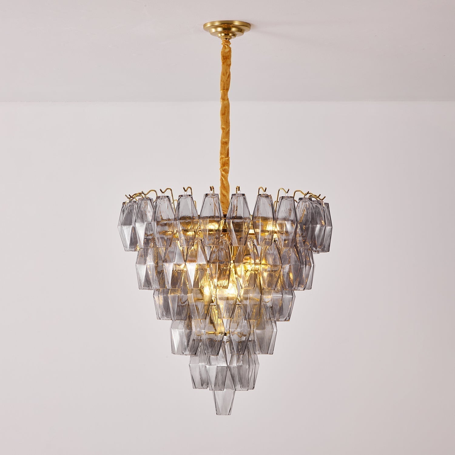 Aurora Chandelier Smoke Gray Inverted Crystal Prism - Letslighting