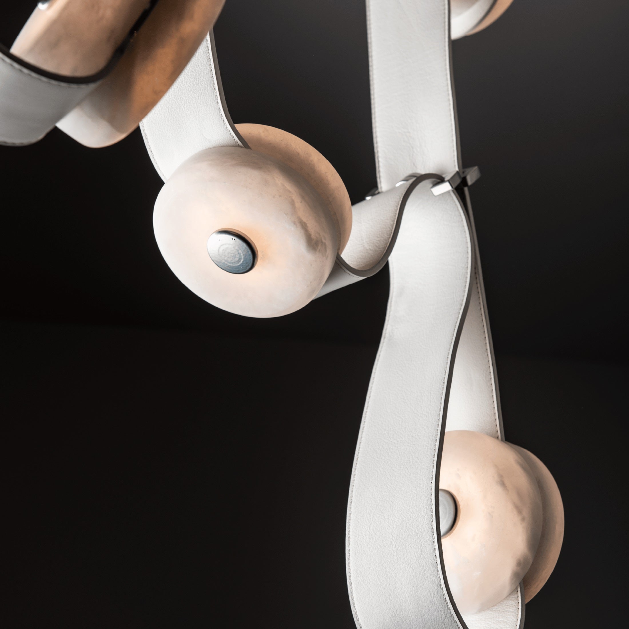 Elraearis Modern Minimalist LED Leather Alabaster Chandelier - Lamp Copper