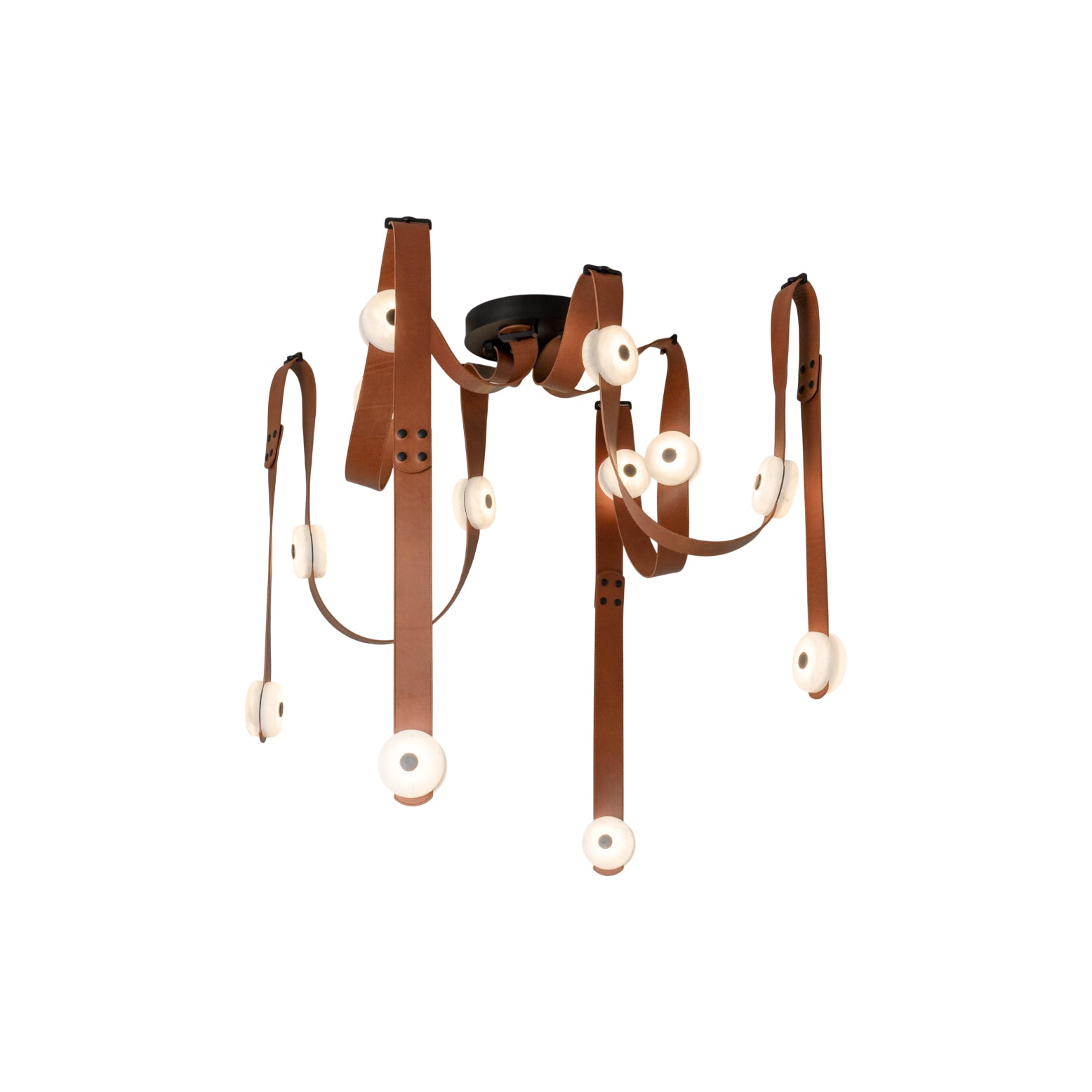 Elraearis Modern Minimalist LED Leather Alabaster Chandelier - Lamp Copper