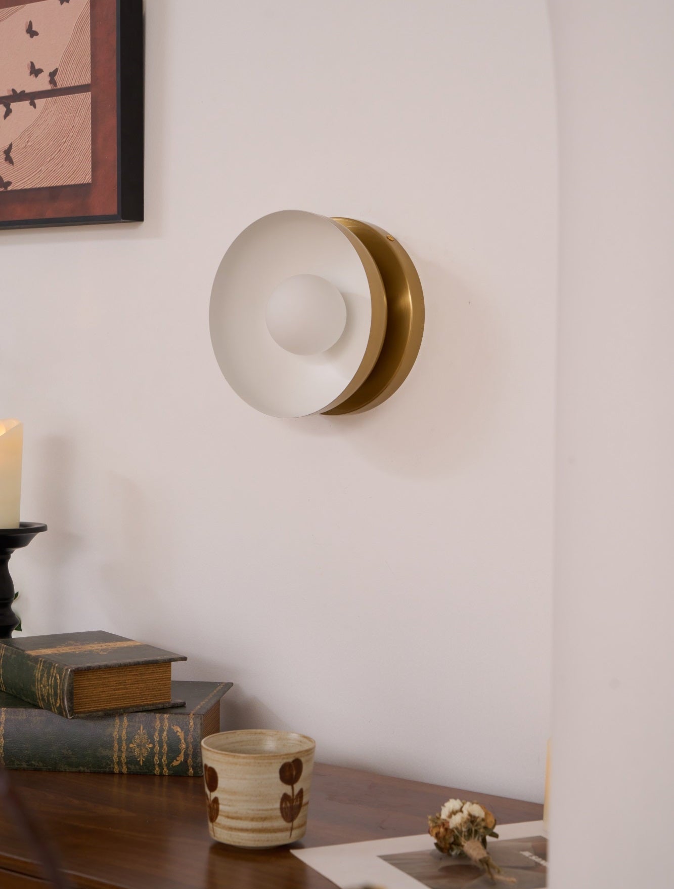 Vethaora Modern Minimalist Solar Eclipse Brass Glass Wall Light - Letslighting