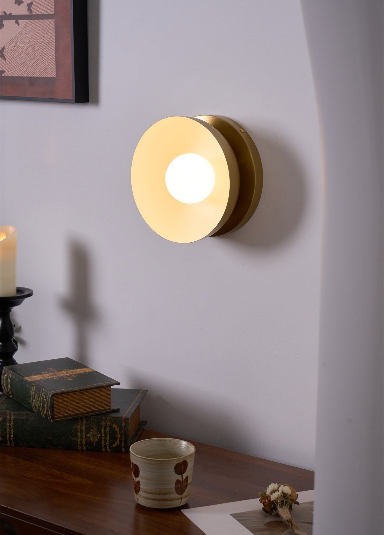 Vethaora Modern Minimalist Solar Eclipse Brass Glass Wall Light - Letslighting