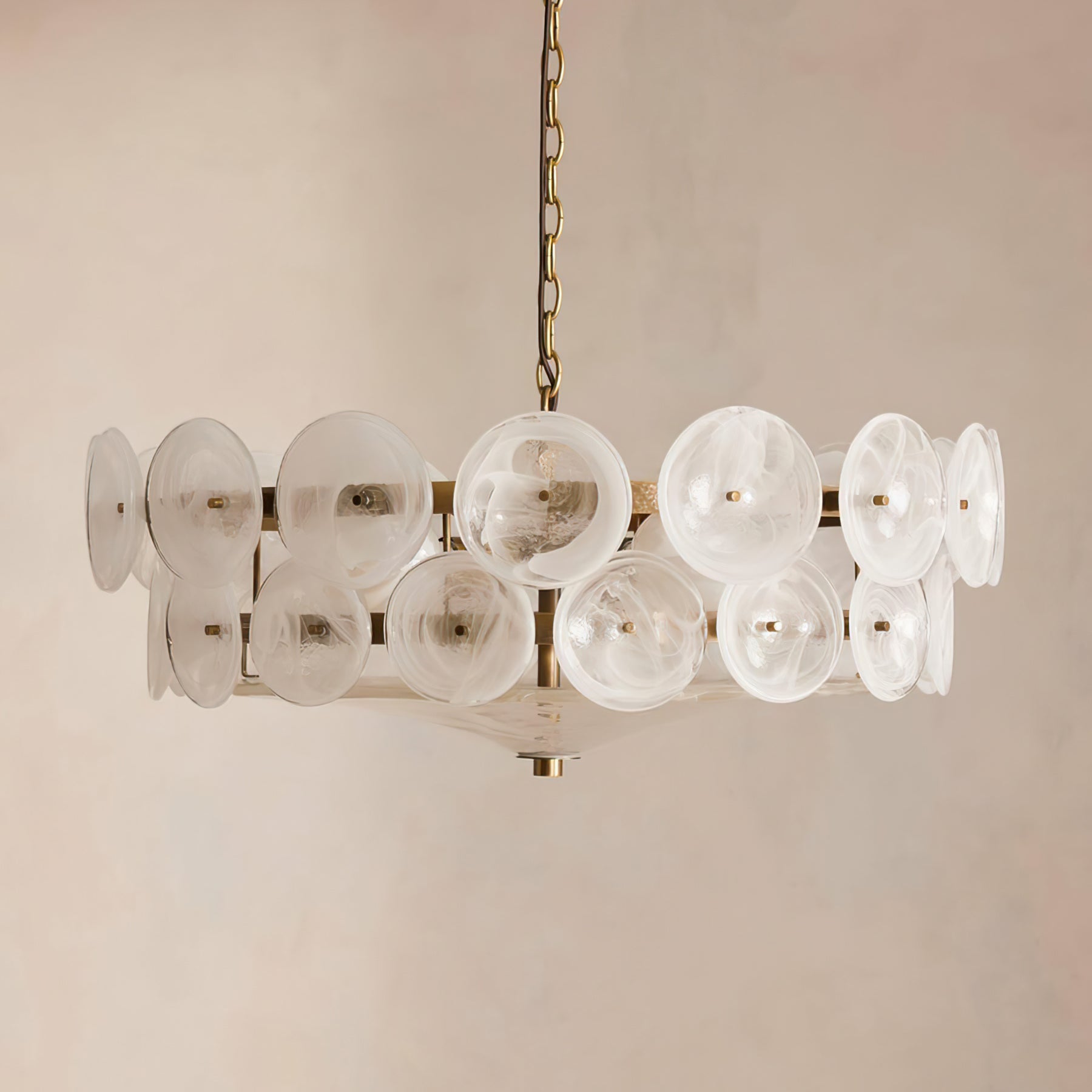 Aurora Chandelier Murano Glass Disc Vintage - Letslighting