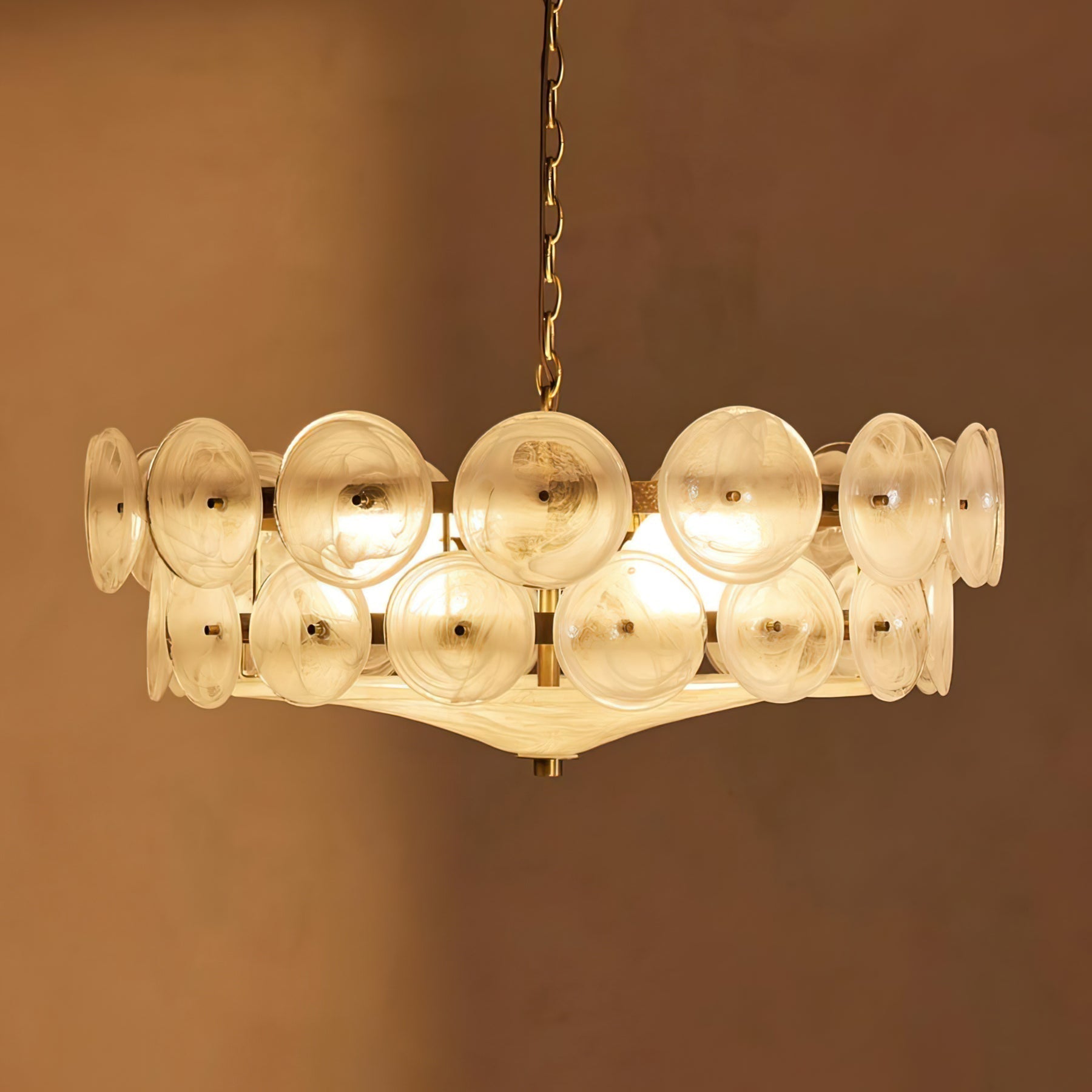 Aurora Chandelier Murano Glass Disc Vintage - Letslighting