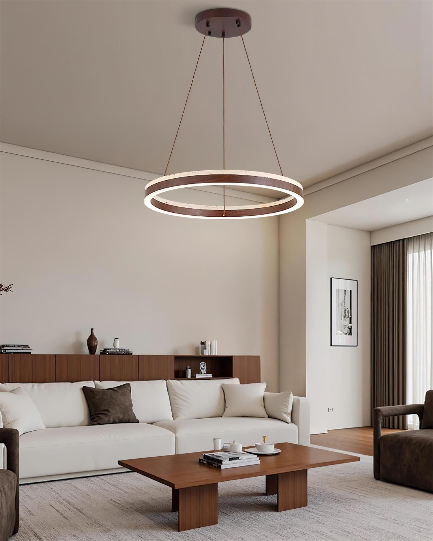Ritta Chandelier Travertine Geometry Ring - Letslighting