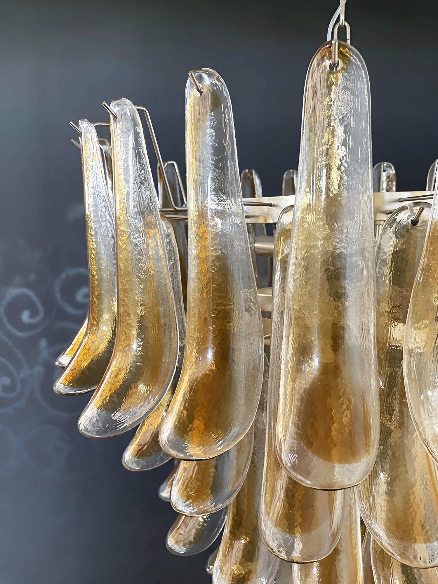 Aurora Chandelier Amber Glass Petals Layered Luxury - Letslighting