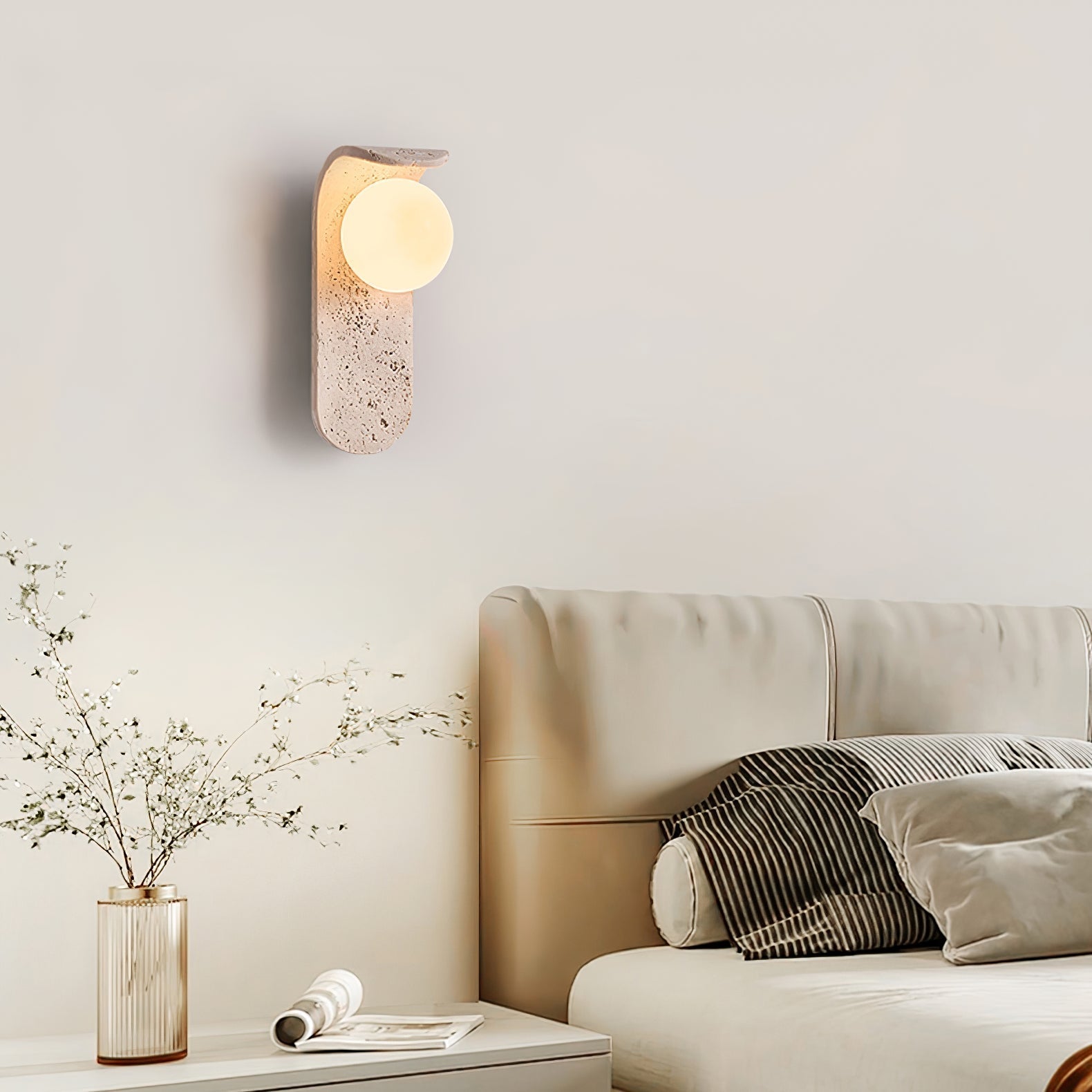 Cutalos Sconce-Frame Travertine Wall Light - Letslighting