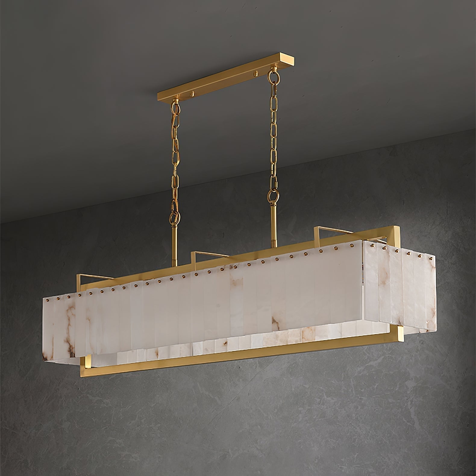 Aether Rectangular Alabaster Pendant Light Chandelier - Letslighting