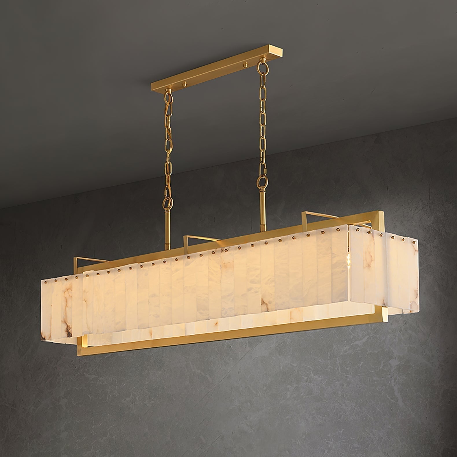 Aether Rectangular Alabaster Pendant Light Chandelier - Letslighting