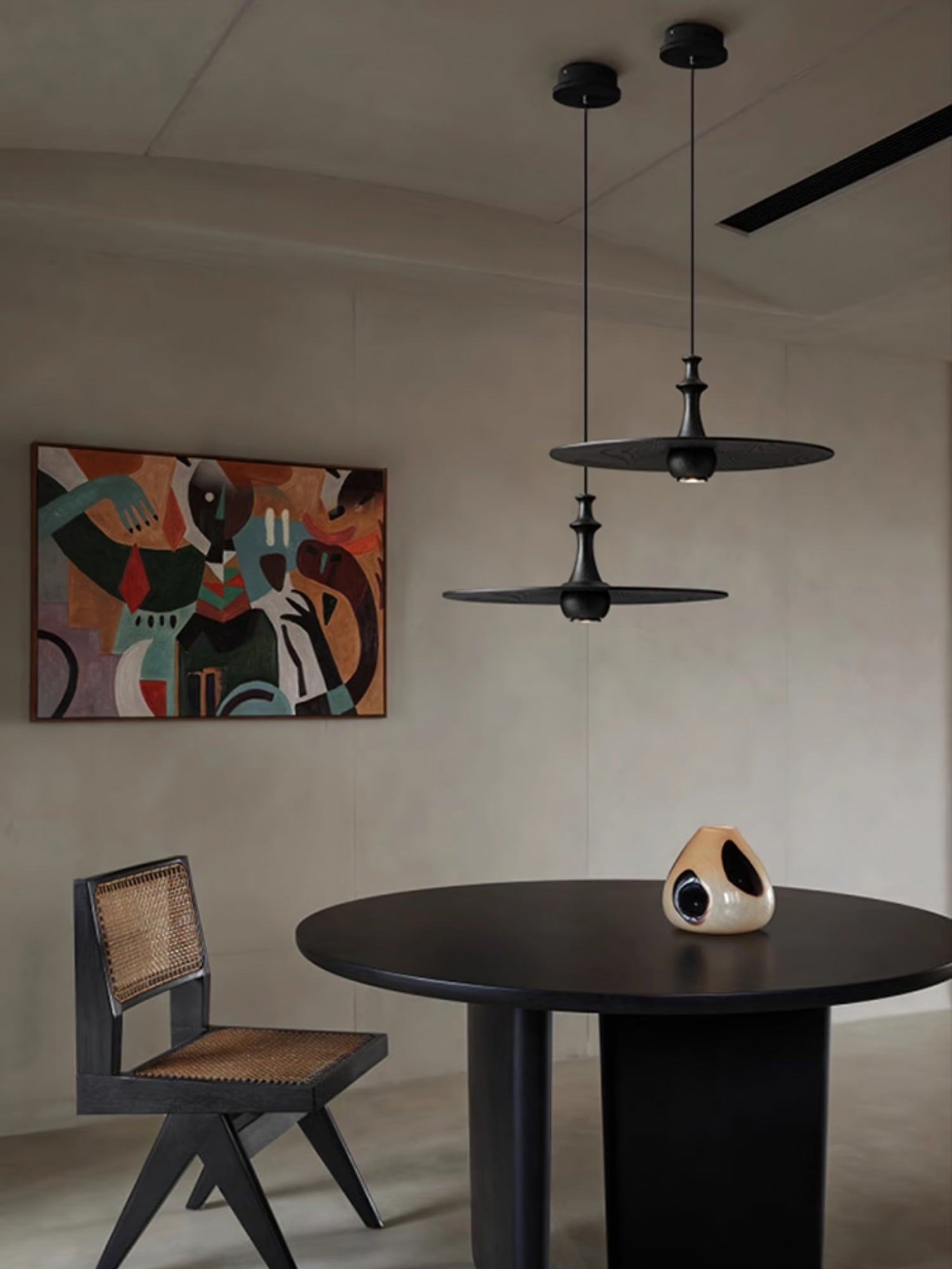 Syrinyra Sculptural Wood Disc Pendant Light - Letslighting