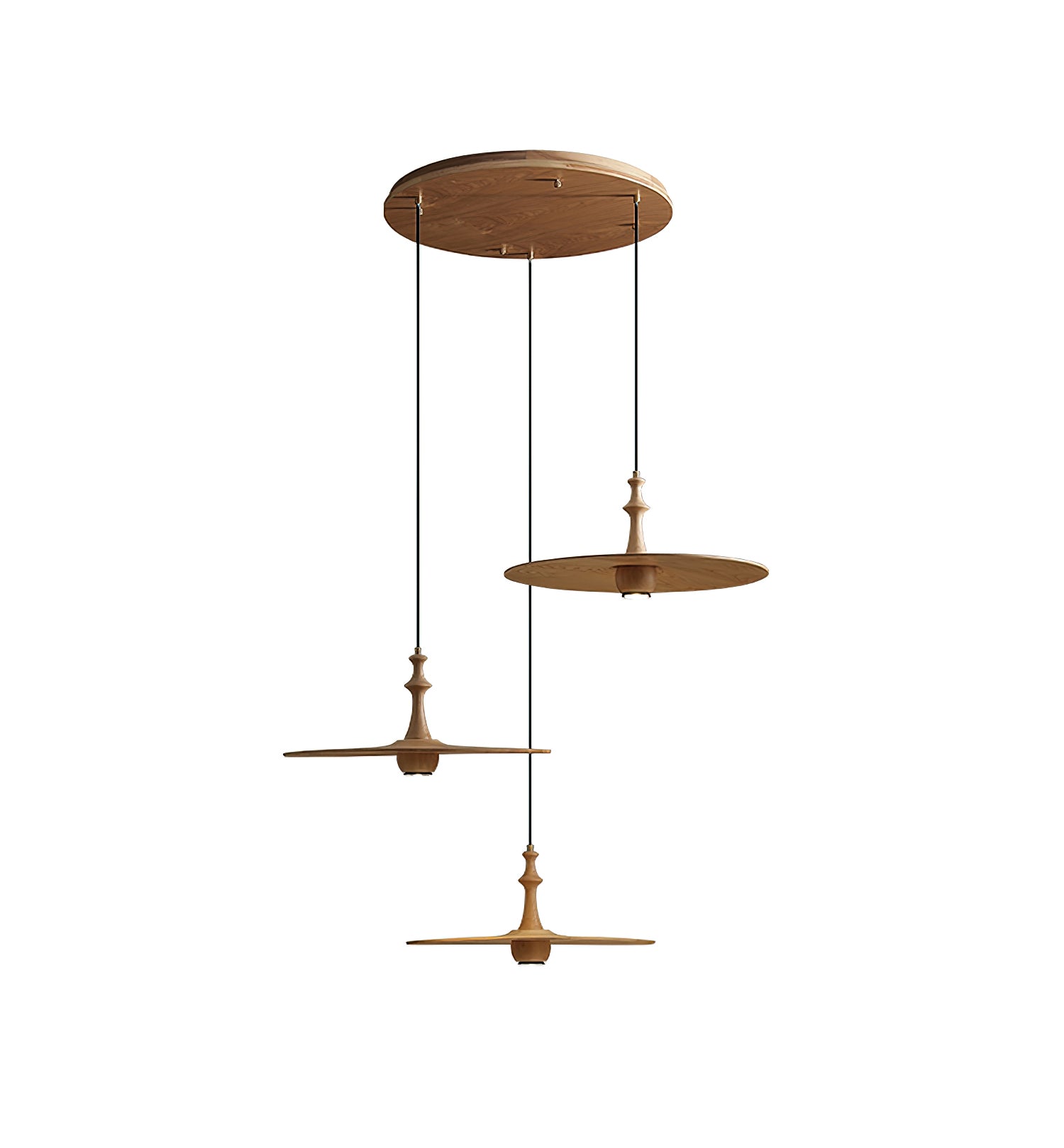 Syrinyra Sculptural Wood Disc Pendant Light - Letslighting