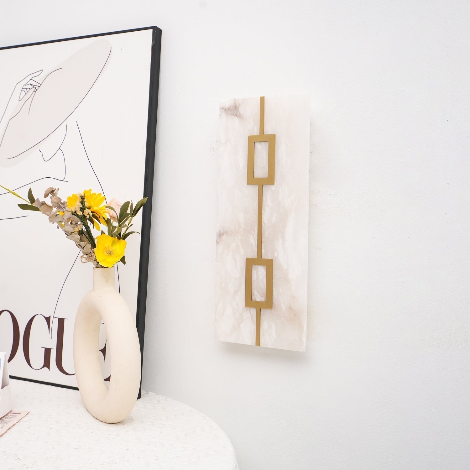 Alvelor Geometric Alabaster Wall Light - Letslighting