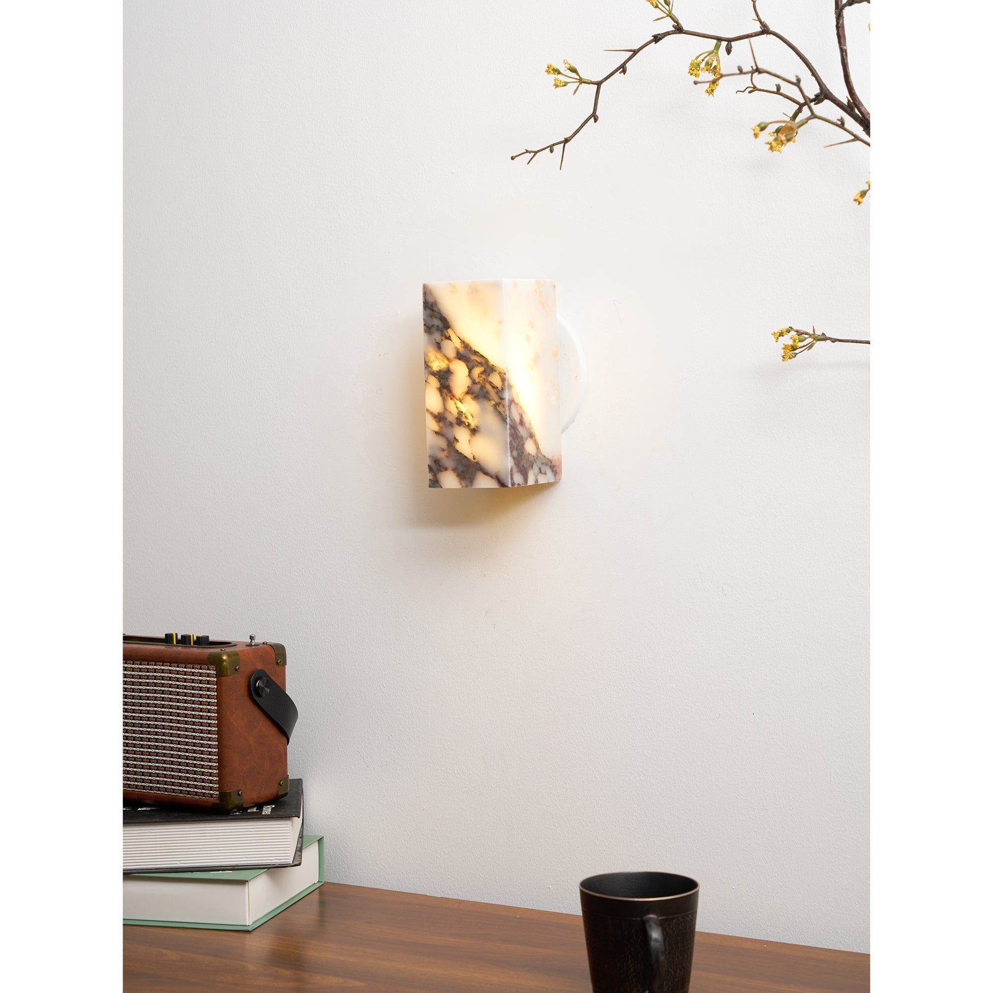 Illaee Modern Minimalist Square Marble Wall Lamp - Lamp Copper