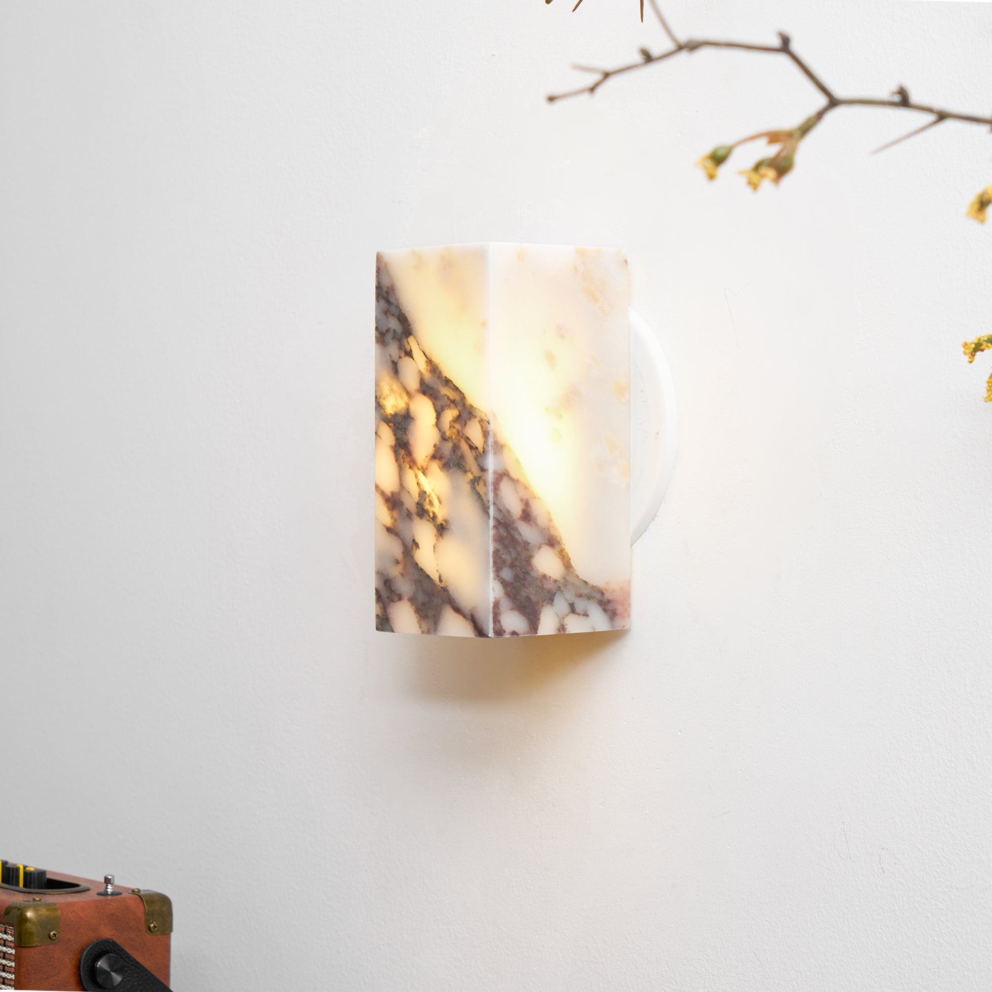 Illaee Modern Minimalist Square Marble Wall Lamp - Lamp Copper