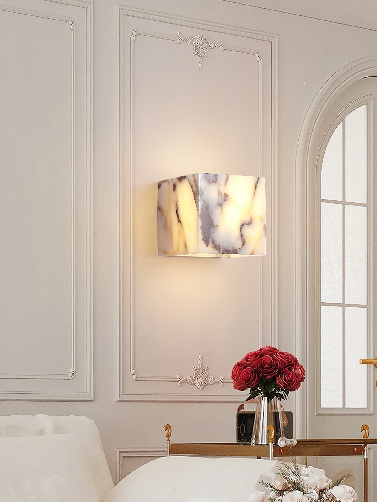 Illaee Modern Minimalist Square Marble Wall Lamp - Lamp Copper