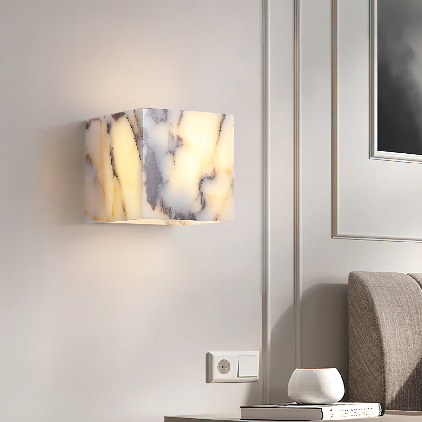 Illaee Modern Minimalist Square Marble Wall Lamp - Lamp Copper