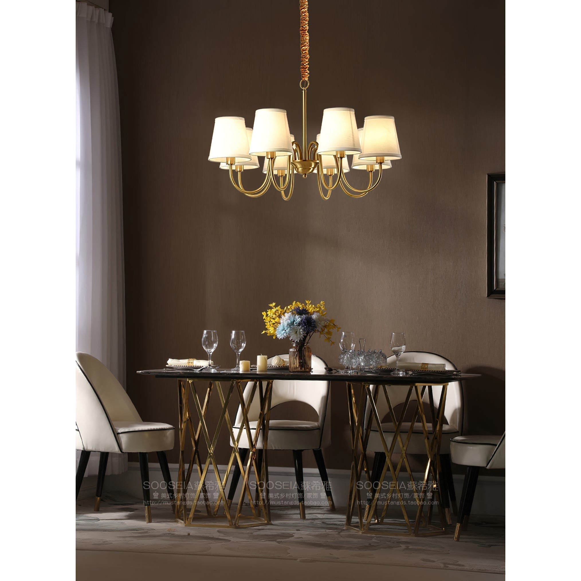 Aged Traditional Stacey Fabric Chandelier - Lamp Copper