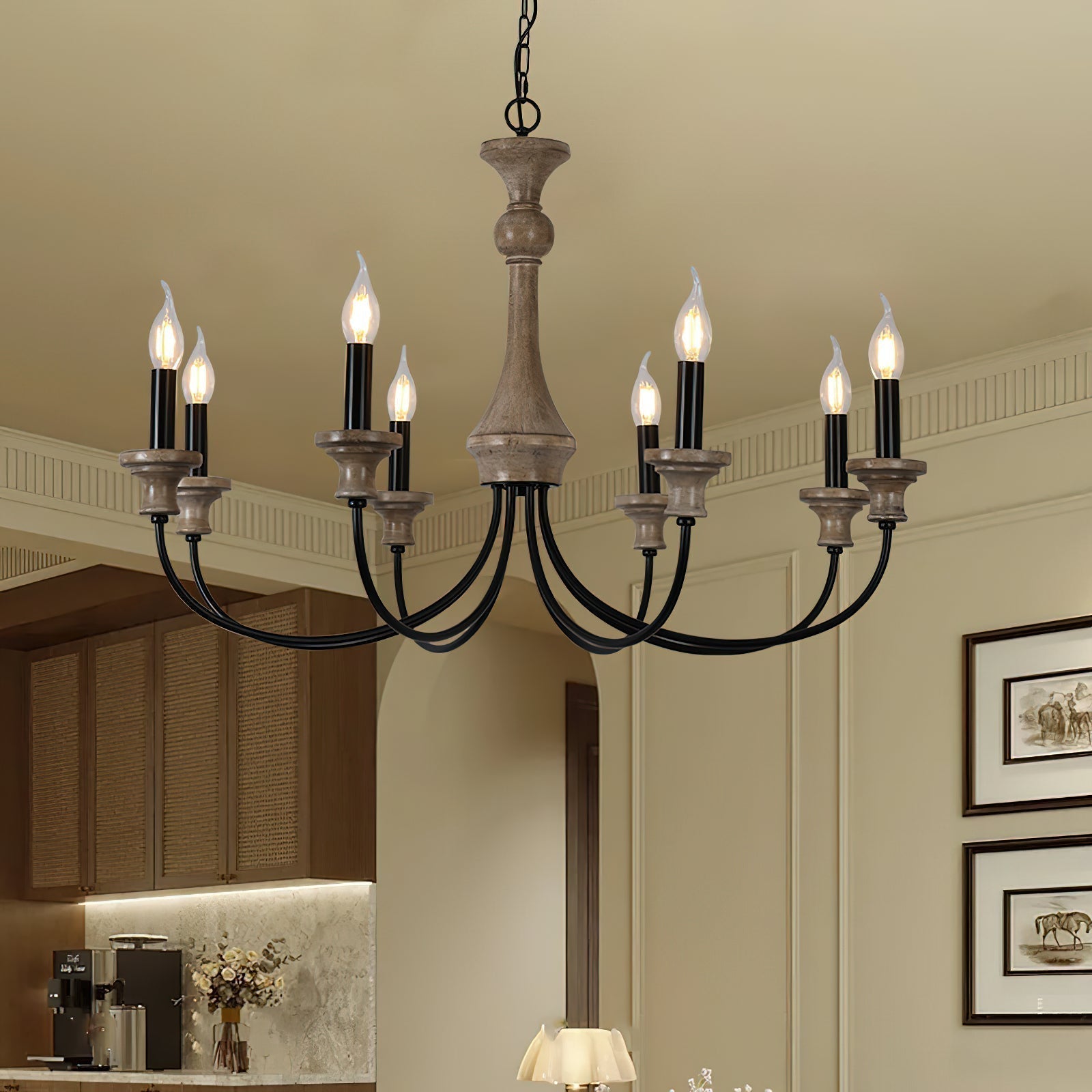 Zatheora Vintage Stardust Wooden Metal Chandelier - Lamp Copper