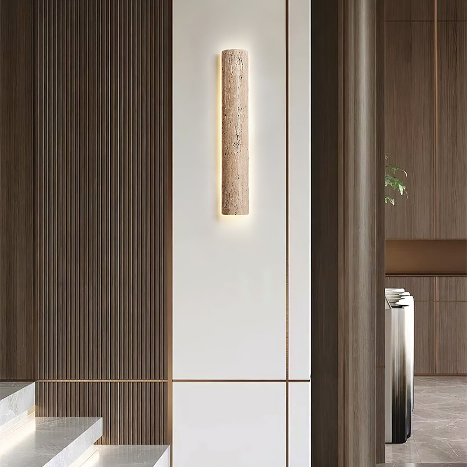 Zemara Modern Minimalist Lange Travertine Wall Sconce Wall Lamp - Lamp Copper