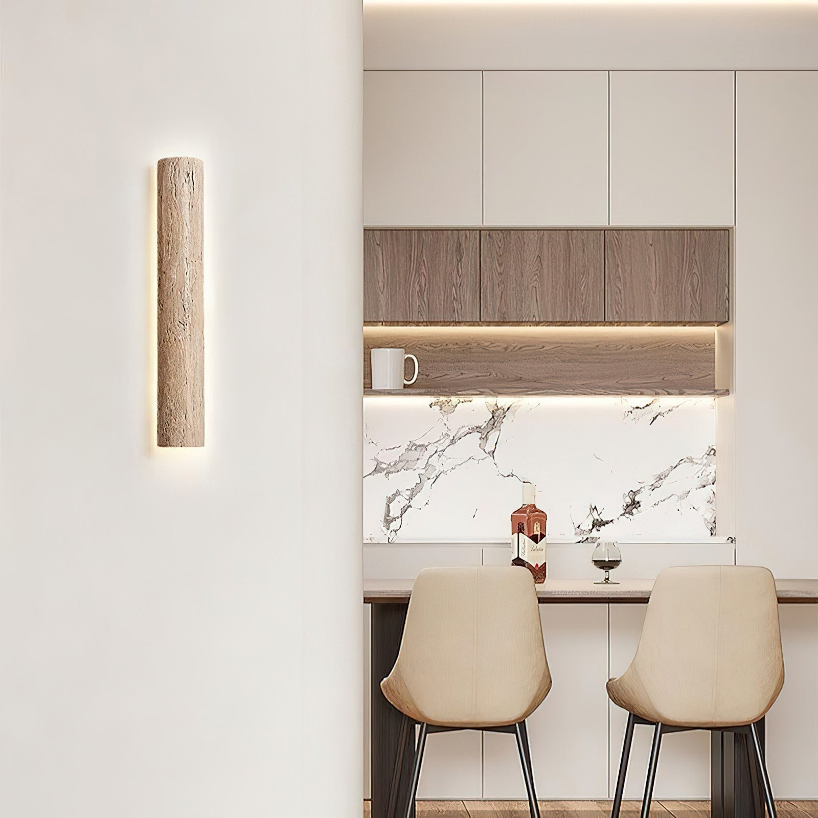 Zemara Modern Minimalist Lange Travertine Wall Sconce Wall Lamp - Lamp Copper