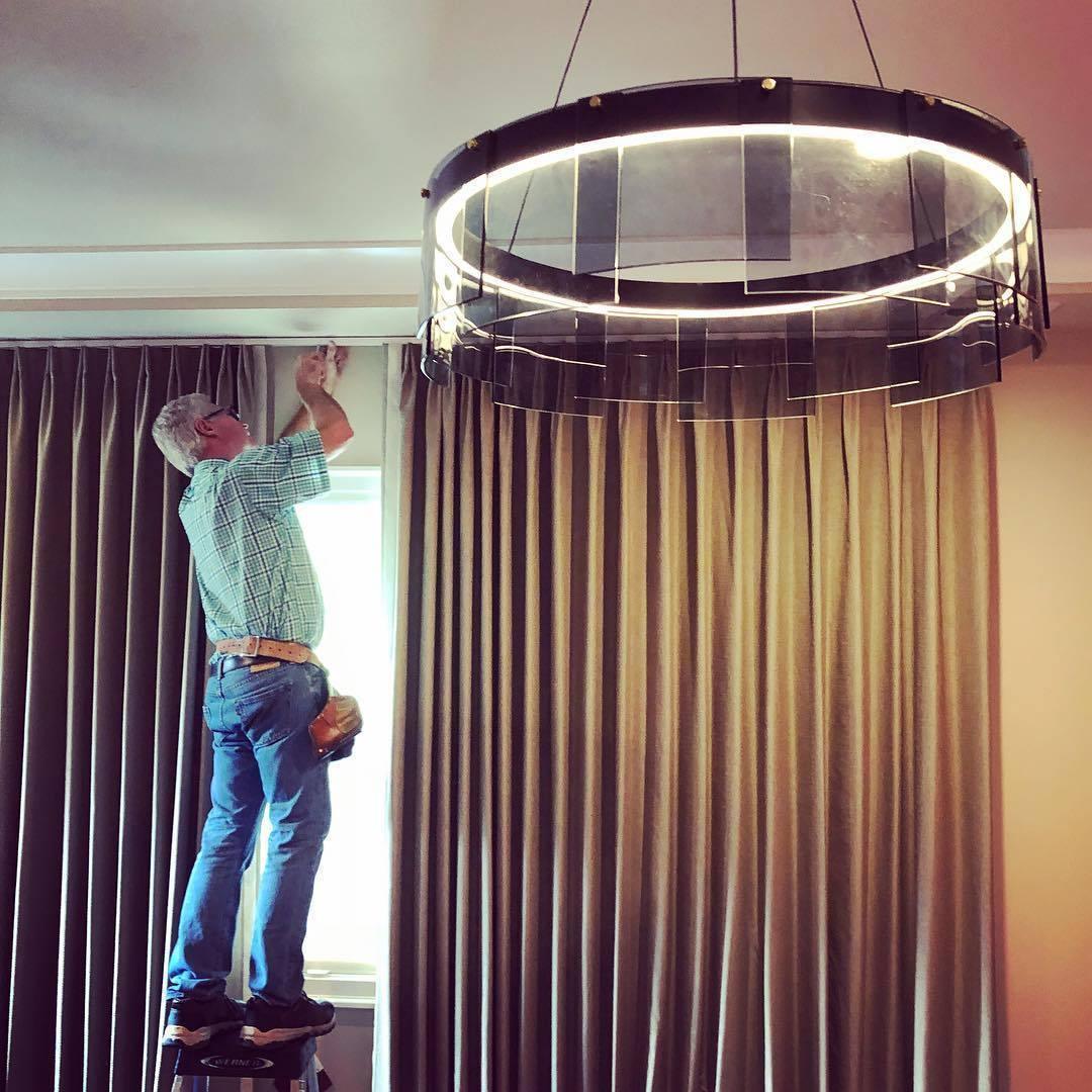 Lustra Chandelier LED Ring Black Glass Modern - Letslighting