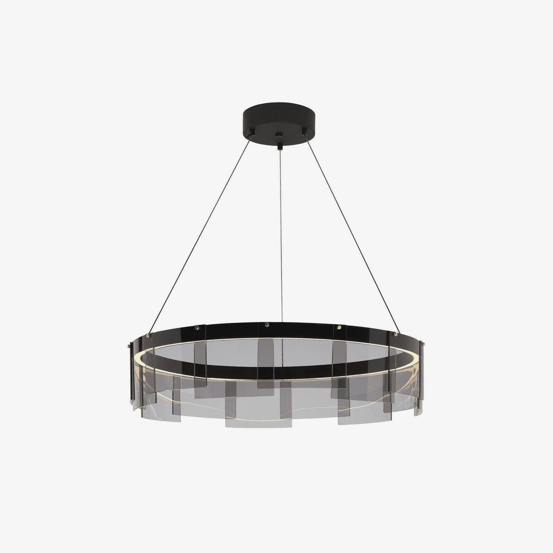 Lustra Chandelier LED Ring Black Glass Modern - Letslighting