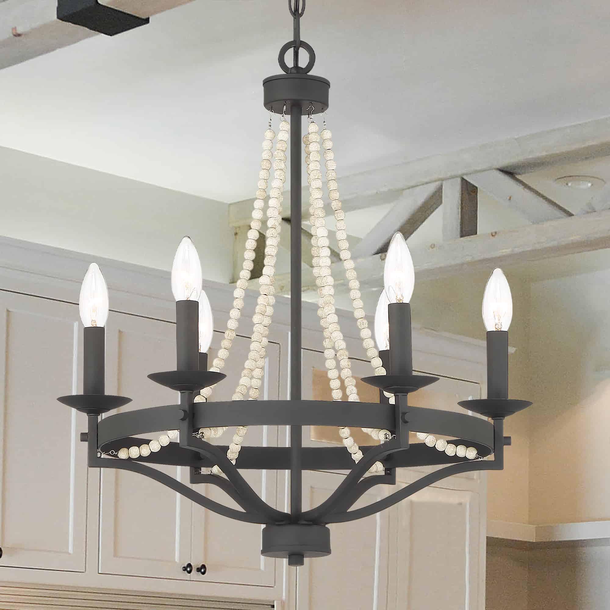 Isoren Vintage Industrial Wooden Metal Chandelier - Lamp Copper