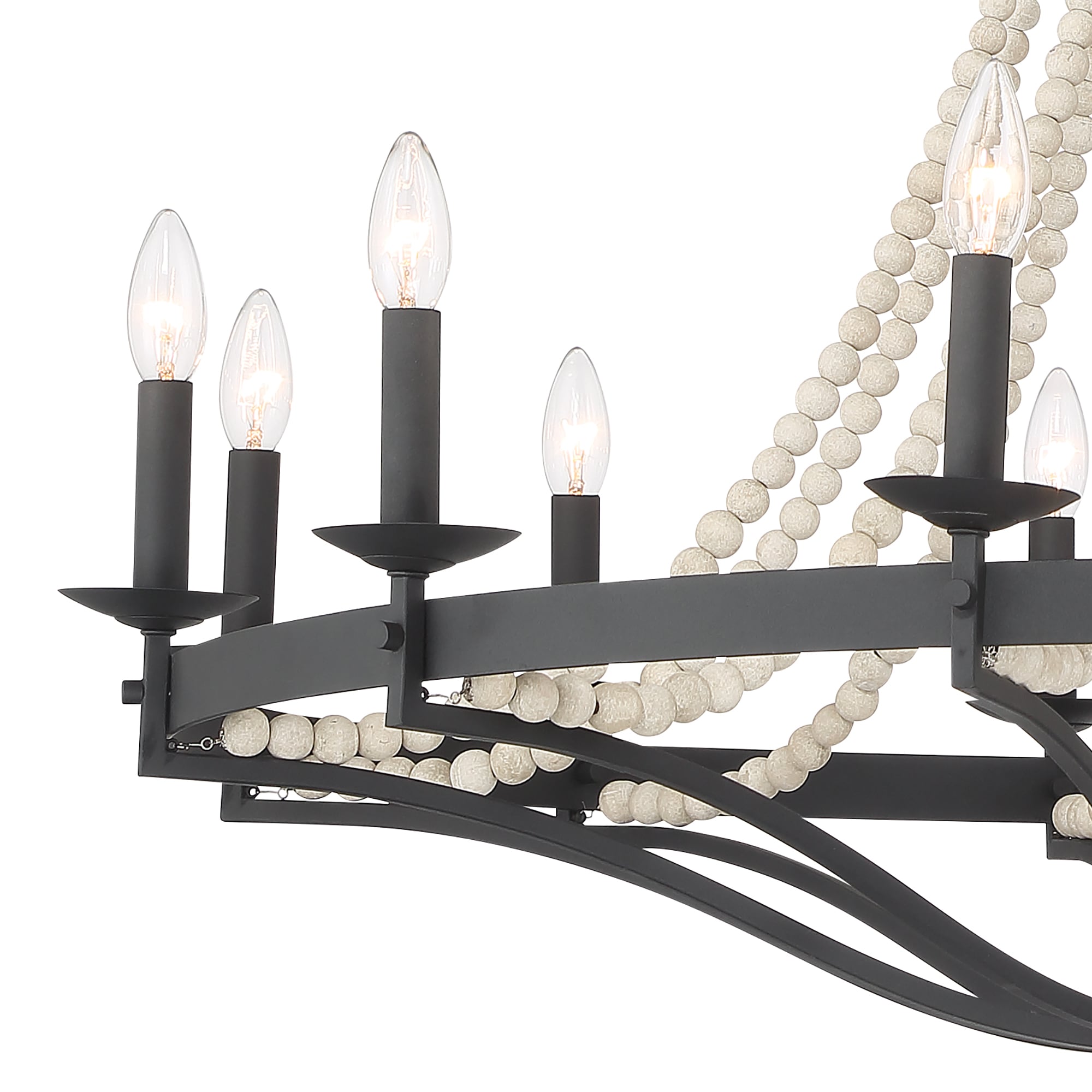 Isoren Vintage Industrial Wooden Metal Chandelier - Lamp Copper