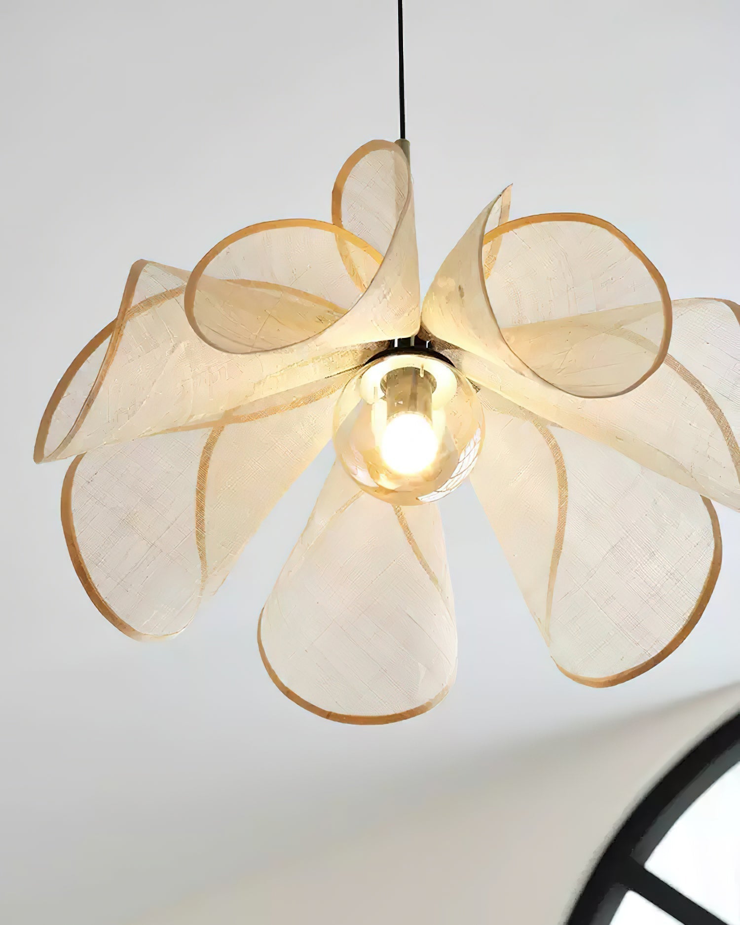 Pendant Lamp Petal Plant Fiber Shade Brown Glass Bohemian - Letslighting
