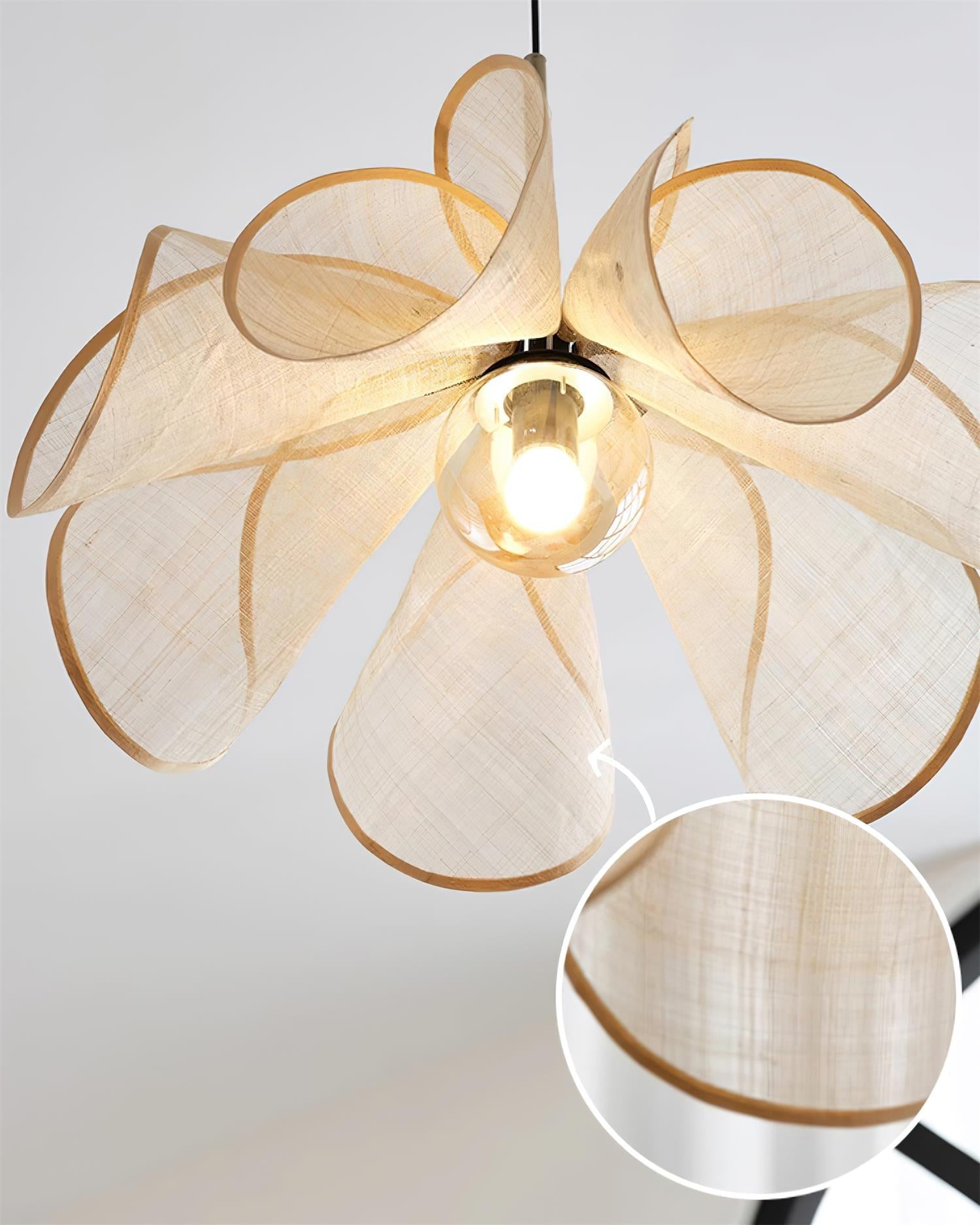 Pendant Lamp Petal Plant Fiber Shade Brown Glass Bohemian - Letslighting