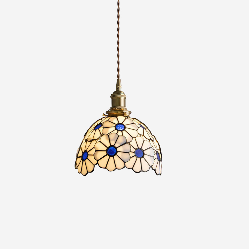 Tiffany Lámpara Colgante Floral Azul
