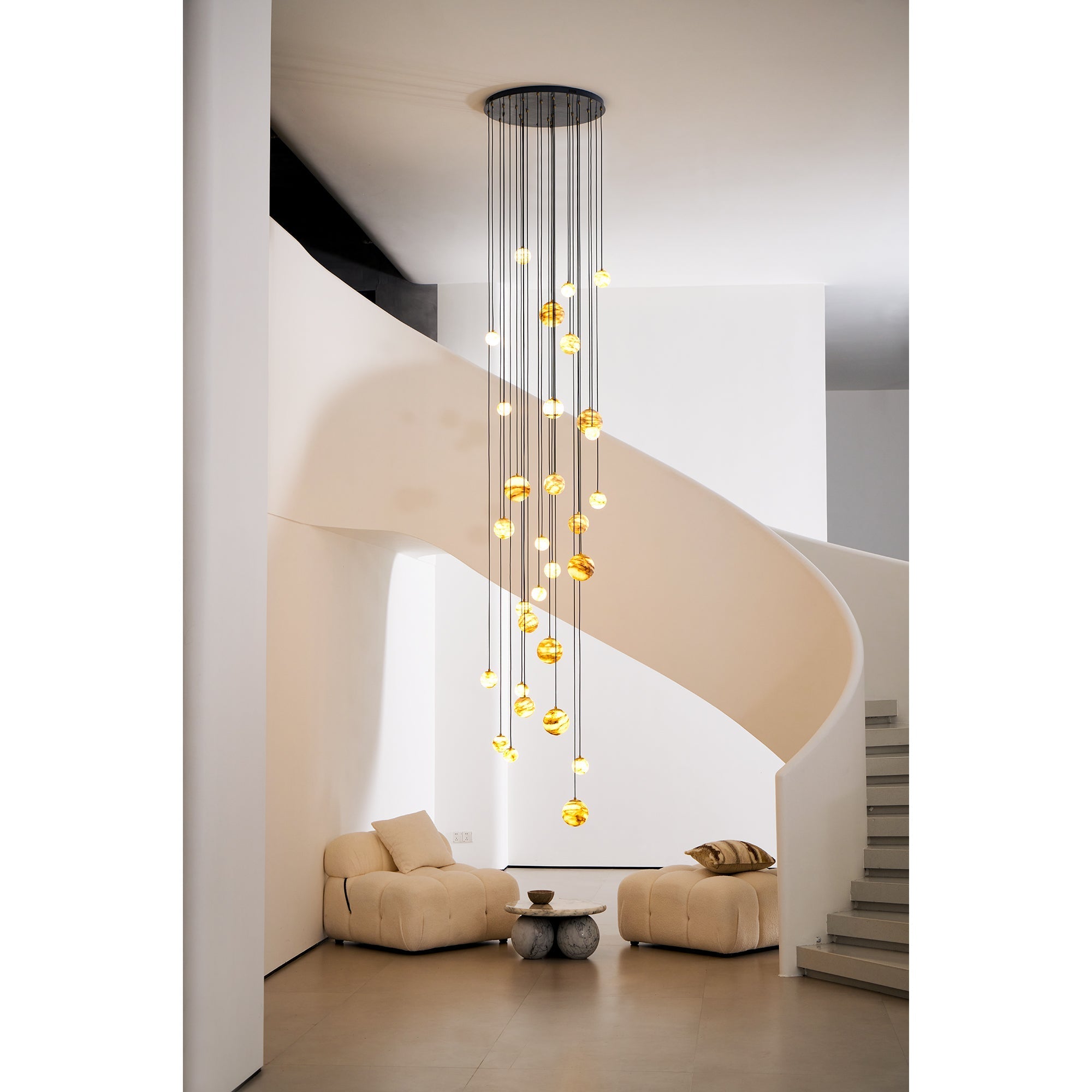 Arsorarae Modern Minimalist Cluster Alabaster Chandelier - Lamp Copper