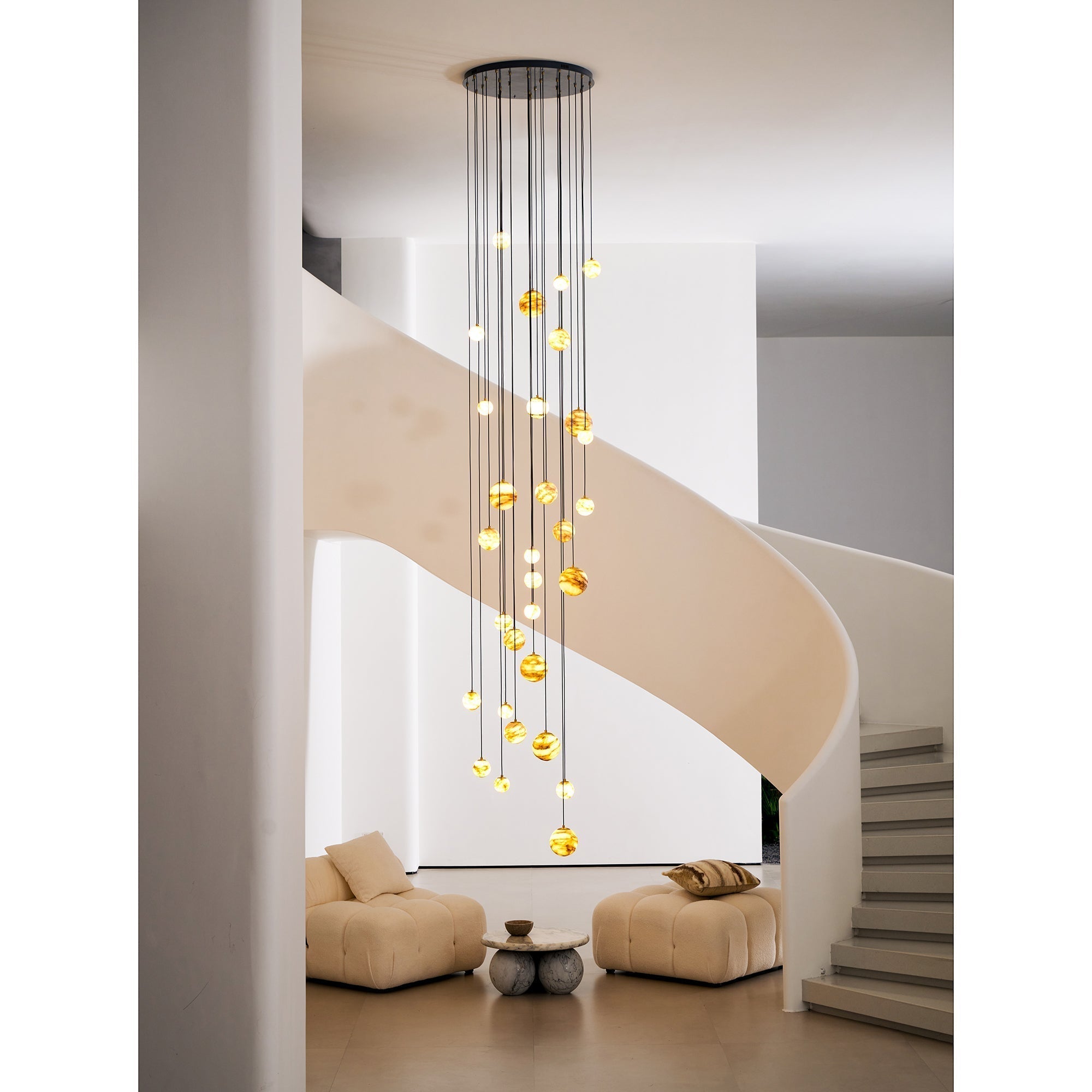 Arsorarae Modern Minimalist Cluster Alabaster Chandelier - Lamp Copper