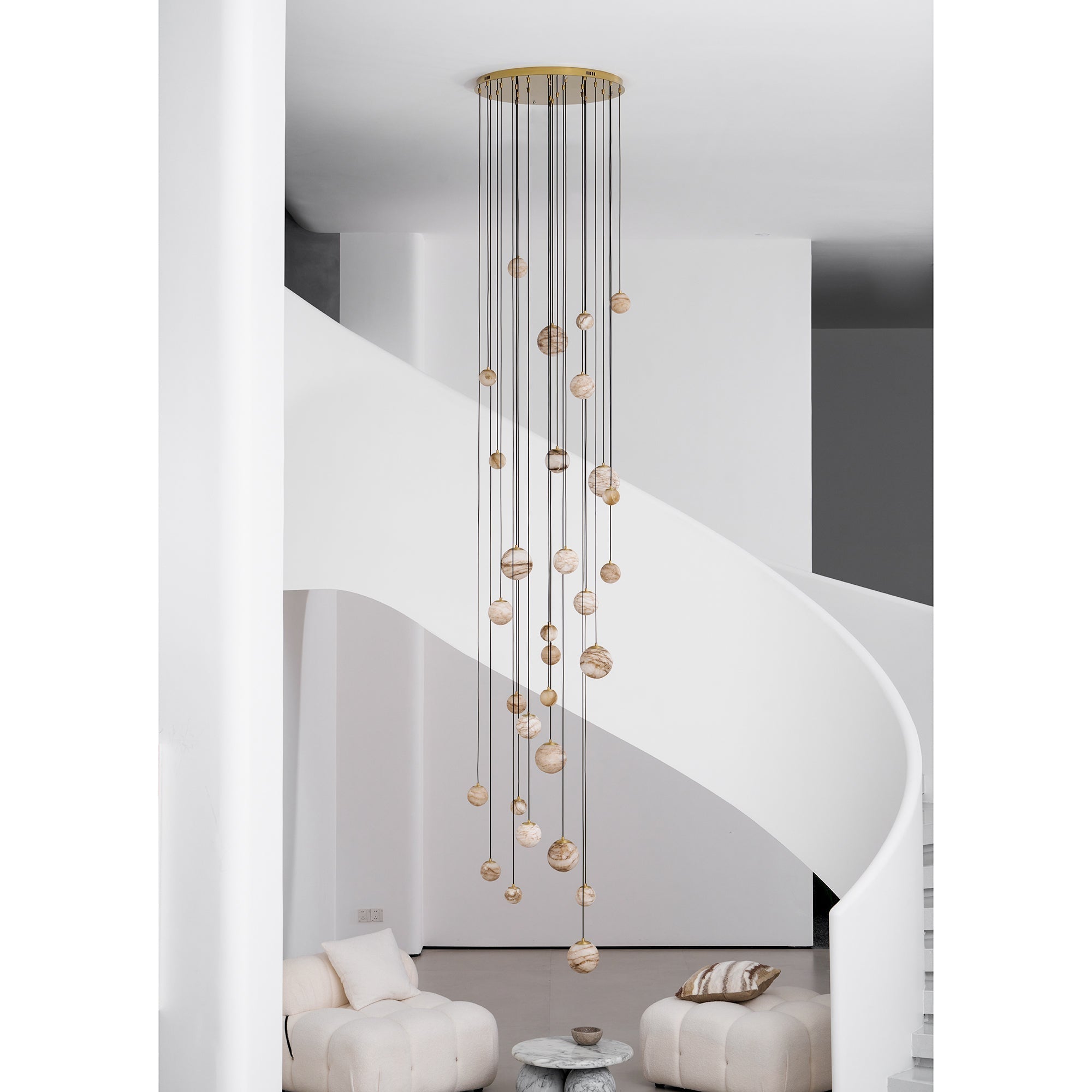 Arsorarae Modern Minimalist Cluster Alabaster Chandelier - Lamp Copper