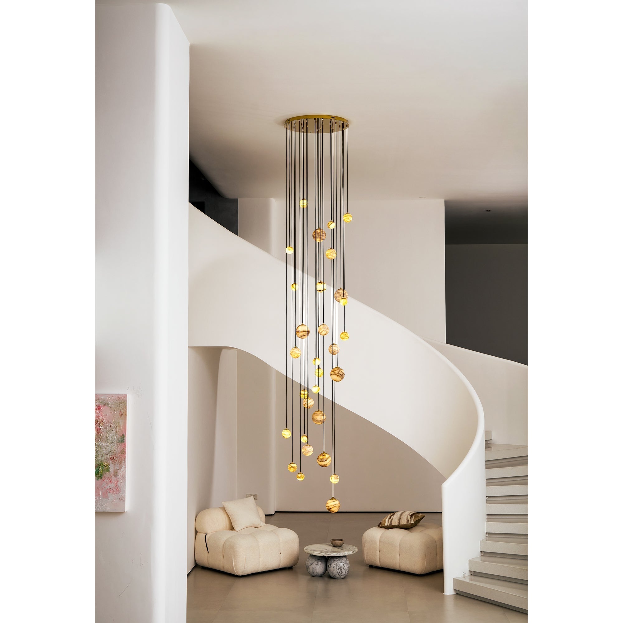 Arsorarae Modern Minimalist Cluster Alabaster Chandelier - Lamp Copper