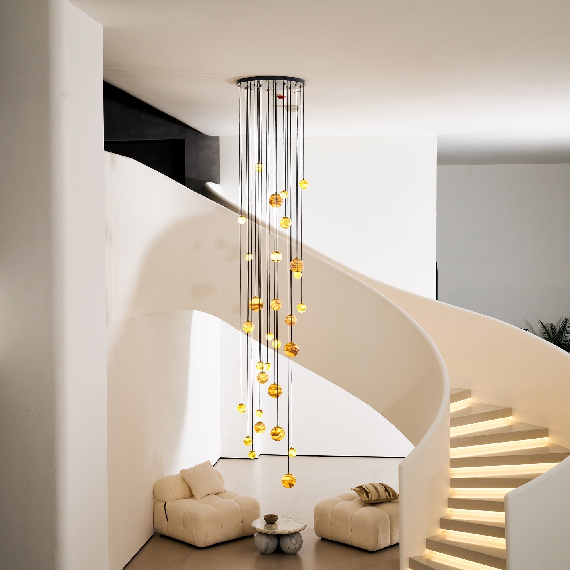 Arsorarae Modern Minimalist Cluster Alabaster Chandelier - Lamp Copper