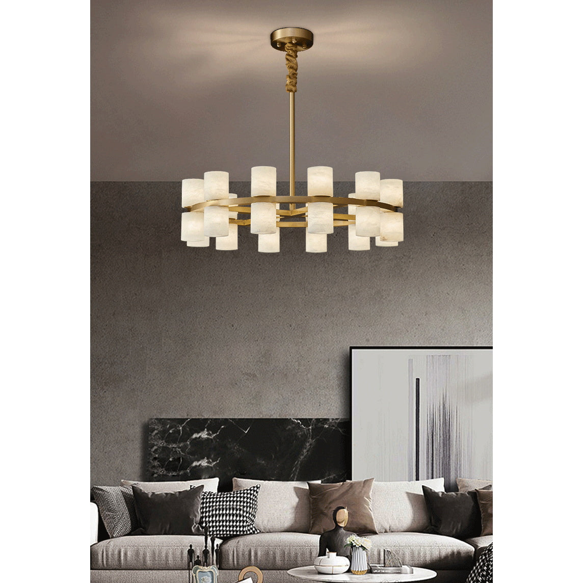 Etalir Postmodern Luxury Alabaster Chandelier - Lamp Copper