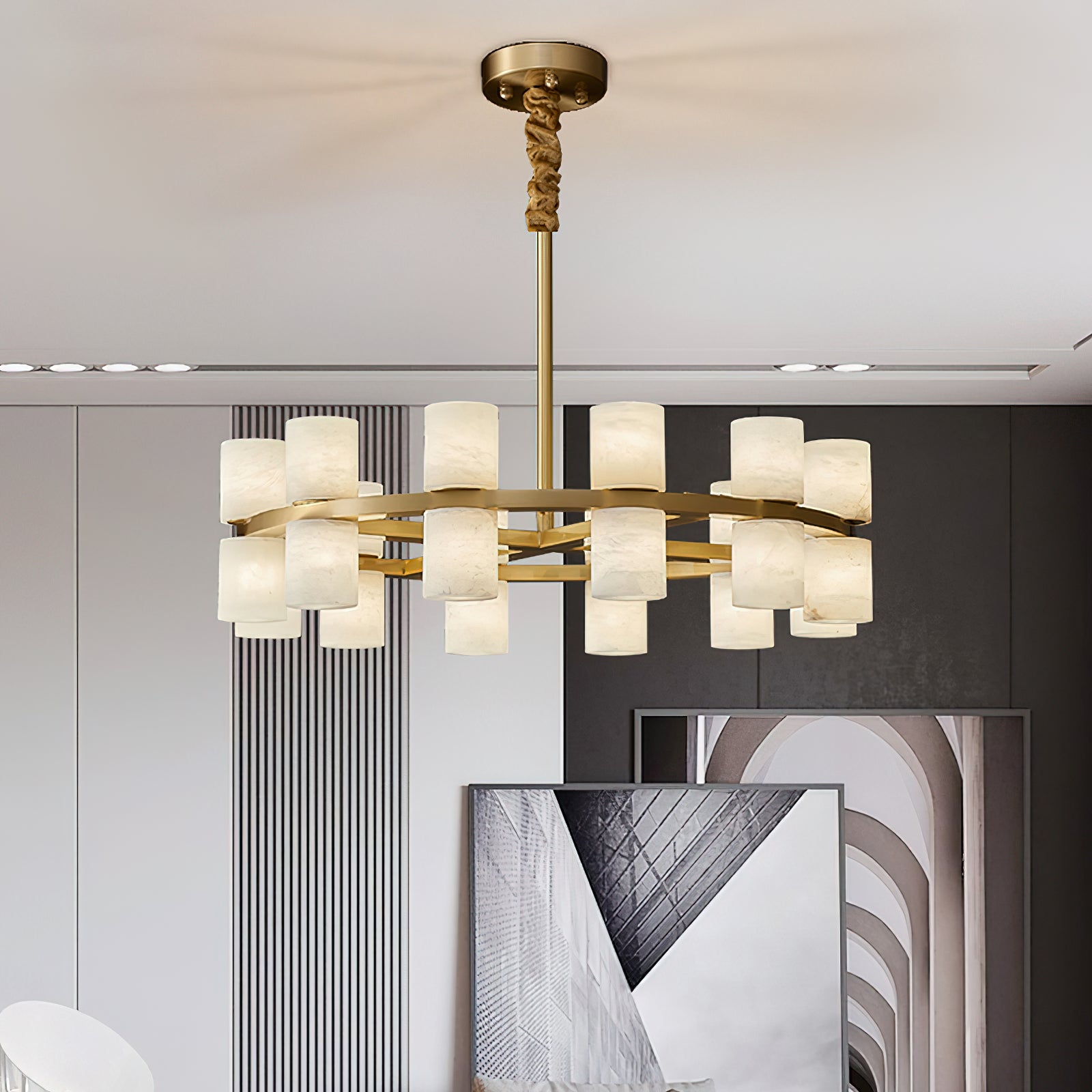 Etalir Postmodern Luxury Alabaster Chandelier - Lamp Copper
