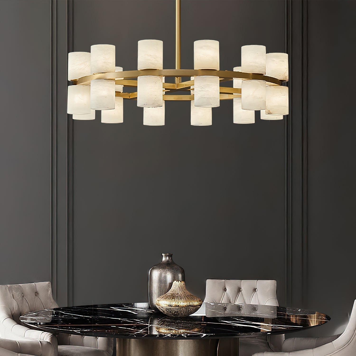 Etalir Postmodern Luxury Alabaster Chandelier - Lamp Copper