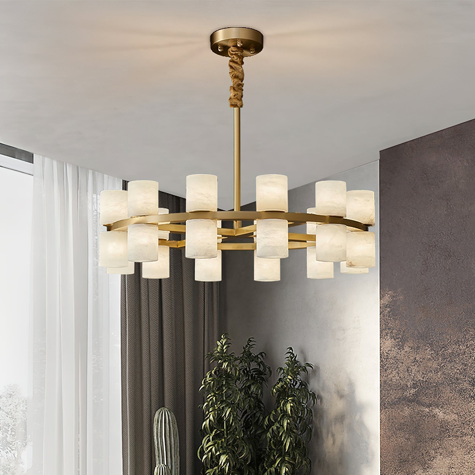 Etalir Postmodern Luxury Alabaster Chandelier - Lamp Copper