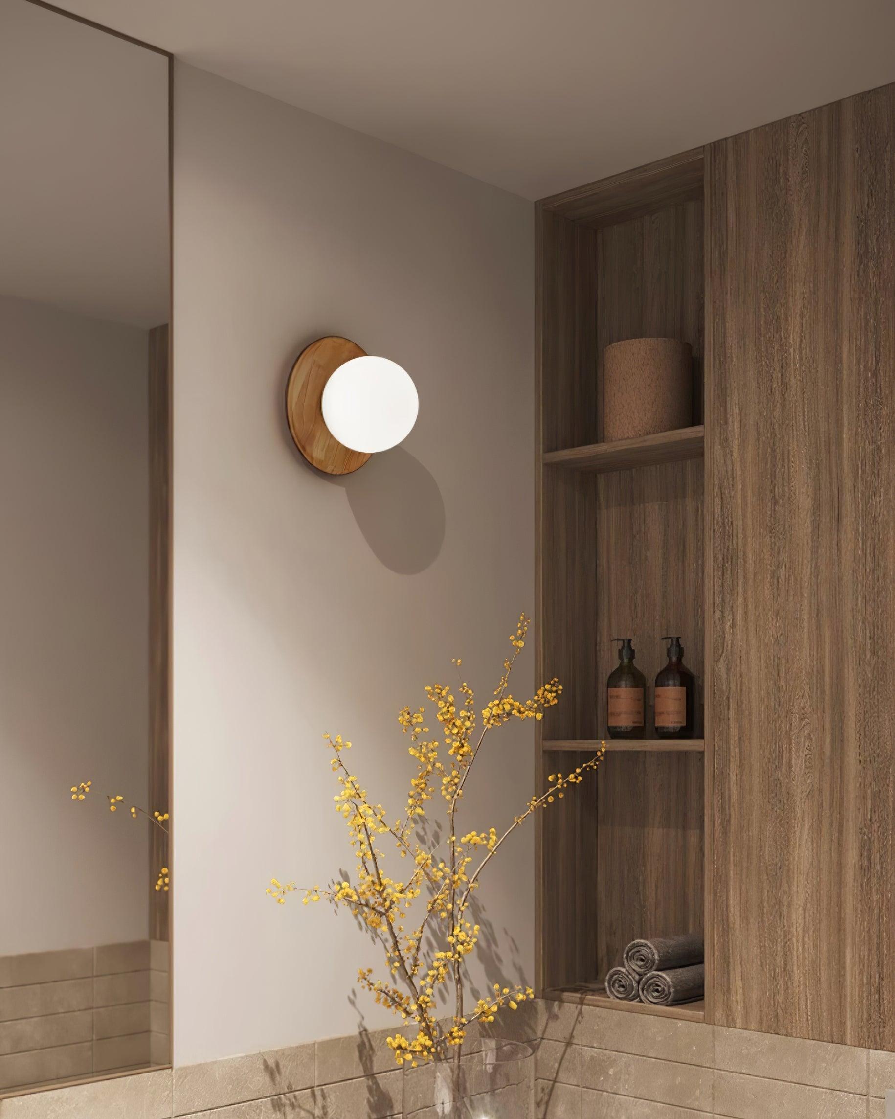Wall Lamp Metal Body with Wood Rim Minimalist Style - Letslighting