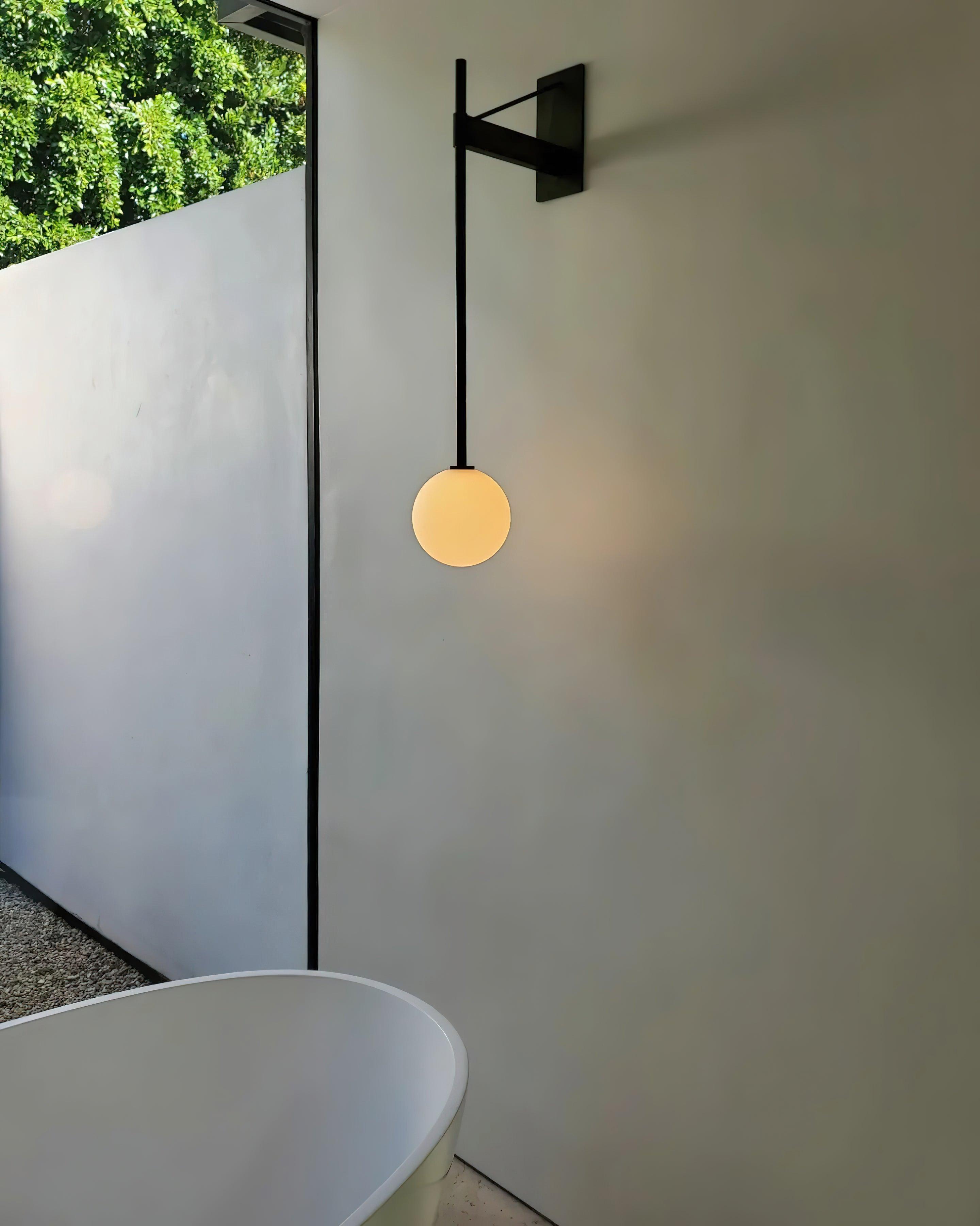 Wall Lamp Metal Rod Glass Globe Minimal Lamp Fixture Bedside - Letslighting