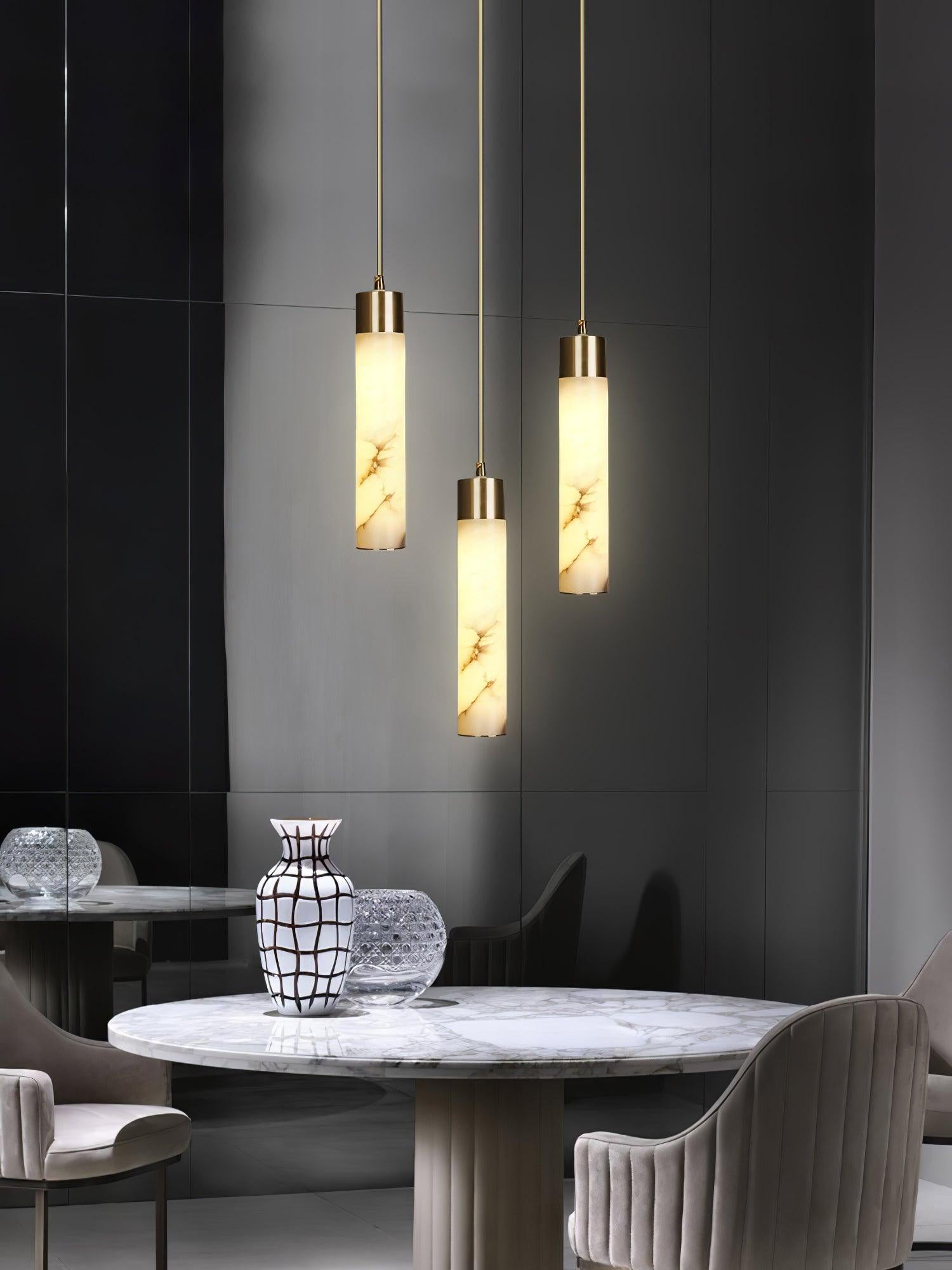 Ulzorila Cylinder Alabaster Pendant Light - Letslighting