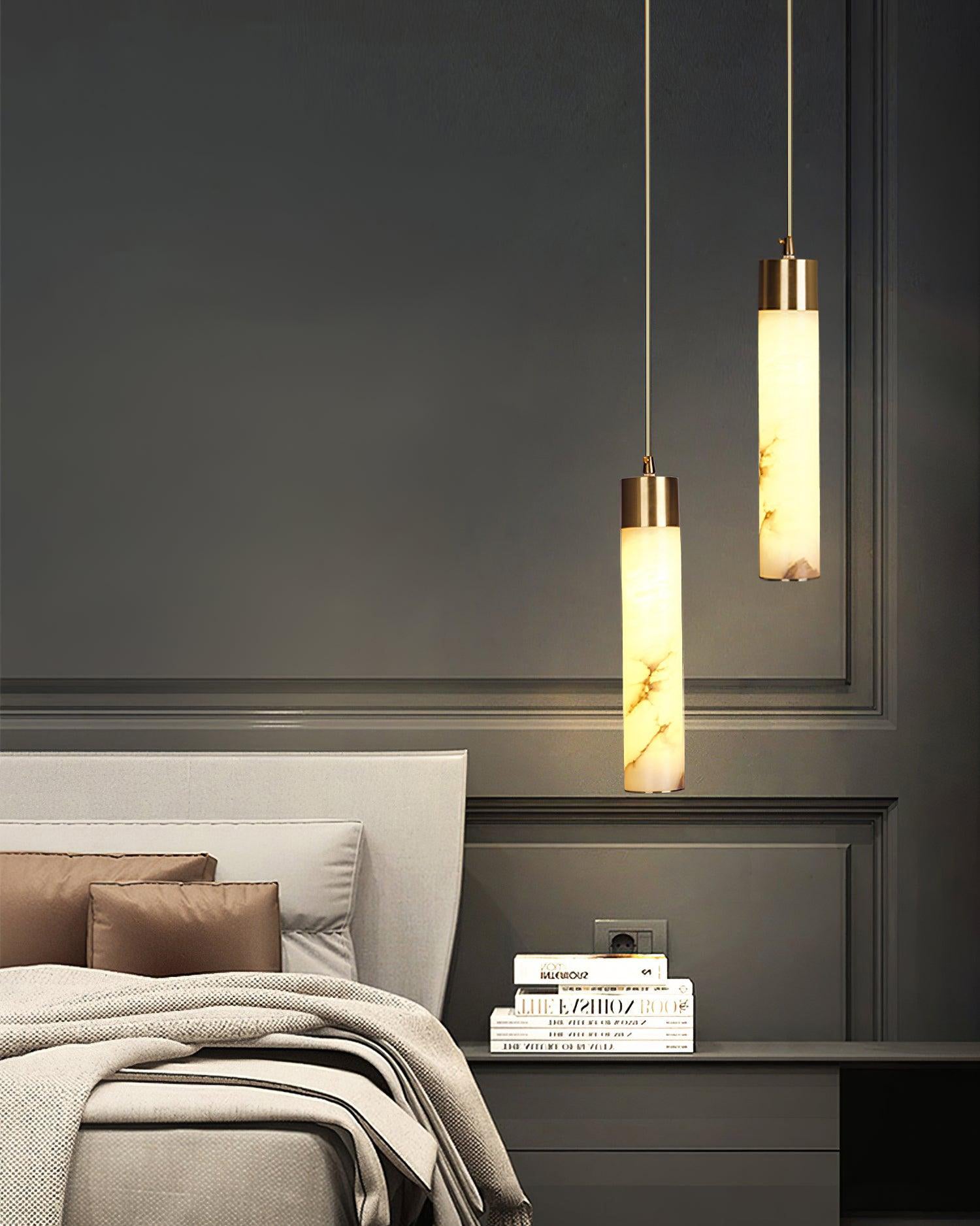 Ulzorila Cylinder Alabaster Pendant Light - Letslighting