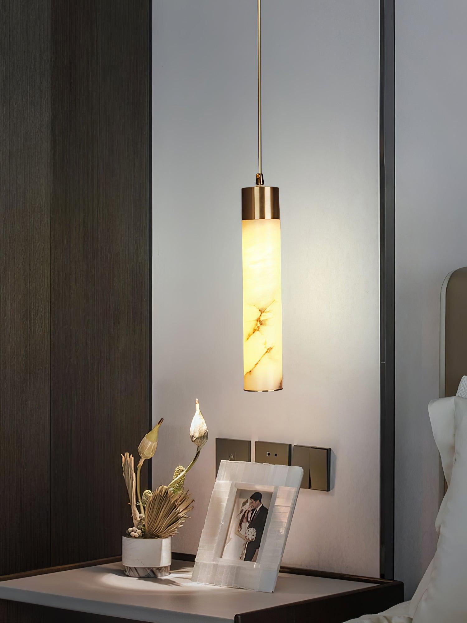 Ulzorila Cylinder Alabaster Pendant Light - Letslighting