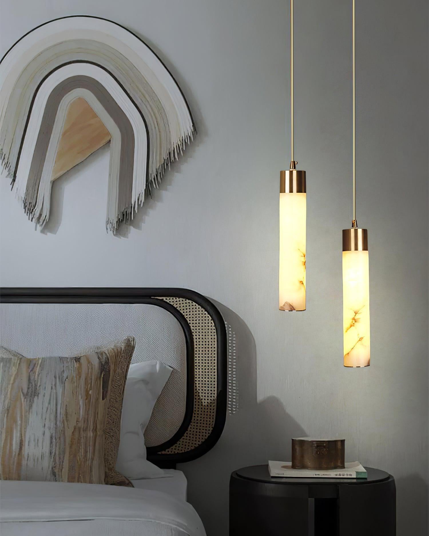 Ulzorila Cylinder Alabaster Pendant Light - Letslighting